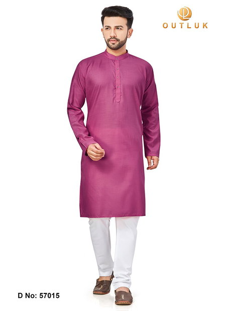 Magenta Colour Outluk 57 Cotton Party Wear Kurta With Pajama Mens Collection 57015